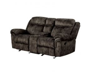 Zubaida Loveseat with Reclining and Glider Mechanism in Two Tone Chocolate Velvet