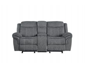 Zubaida Loveseat with Reclining and Glider Mechanism in Two Tone Gray Velvet