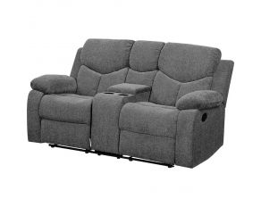 Kalen Motion Loveseat with Console in Gray