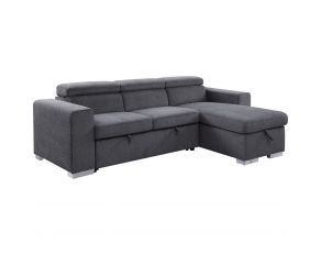 Natalie Reversible Sleeper Sectional Sofa with Storage in Gray