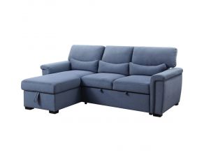 Haruko Reversible Storage Sleeper Sectional Sofa in Blue