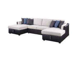 Merill Sectional Sofa with Sleeper and Storage in Beige and Black