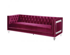 Heibero Sofa with 2 Pillows in Burgundy