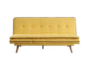 Savilla Futon in Yellow Linen and Oak Finish