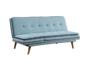 Savilla Futon in Blue Linen and Oak Finish