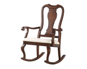 Sheim Rocking Chair in Beige Fabric and Cherry