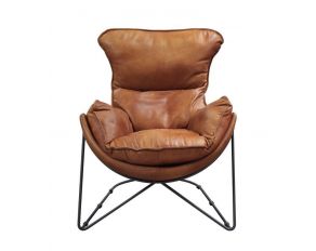 Thurshan Accent Chair in Aperol Top Grain Leather and Black Finish