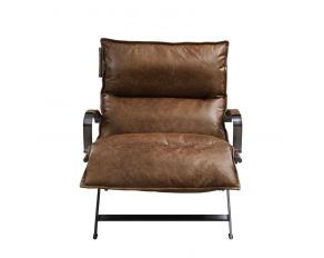 Zulgaz Accent Chair in Cocoa Top Grain Leather and Matt Iron