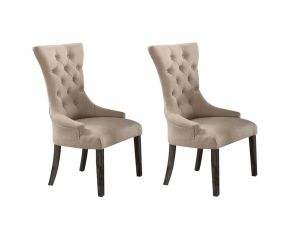 Gerardo Set of 2 Dining Chairs in Beige and Weathered Espresso