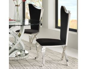 Cyrene Set of 2 Sides Chairs in Black and Silver