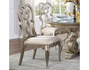 Esteban Set of 2 Sides Chairs in Ivory and Antique Champagne Finish