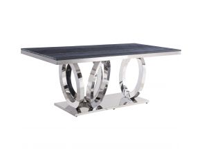 Nasir Dining Table with Marble Top in Gray and Silver Finish