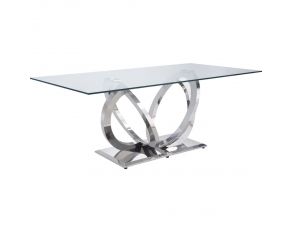 Finley Rectangular Dining Table in Mirrored Silver Finish