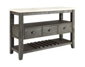 Merel Dining Server with White Marble Top in Gray Oak