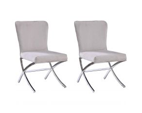 Daire Set of 2 Armless Sides Chairs in Velvet and Chrome