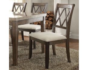 Claudia Set of 2 Sides Chairs in Beige and Salvage Brown