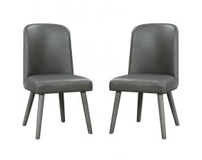 Waylon Set of 2 Sides Chairs in Gray PU and Gray Oak