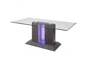 Belay Pedestal Dining Table with LED in Gray Oak