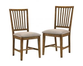 Wallace II Set of 2 Sides Chairs in Tan Linen and Weathered Oak