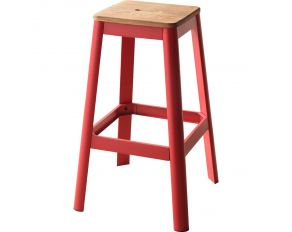 Jacotte Bar Stool in Natural and Red