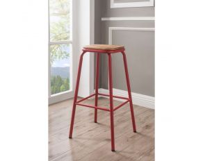 Scarus Set of 2 Bar Stools in Natural and Red