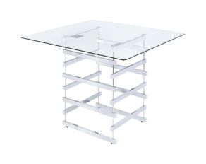 Nadie Counter Height Table with Clear Glass Top in Chrome