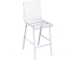 Nadie Set of 2 Counter Height Chairs with Acrylic Seat in Chrome