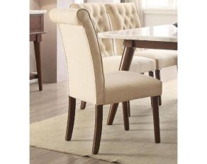 Gasha Set of 2 Sides Chairs in Beige and Walnut