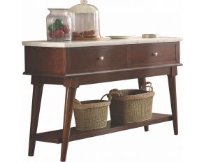 Gasha Dining Server in White Marble Top and Walnut Finish