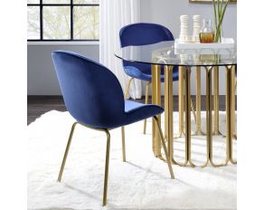 Chuchip Set of 2 Sides Chairs in Blue and Gold