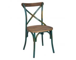 Zaire Side Chair in Antique Turquoise and Antique Oak