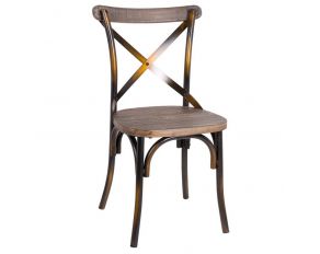 Zaire Side Chair in Antique Copper and Antique Oak