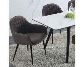 Caspian Set of 2 Sides Chairs in Dark Gray Fabric and Black