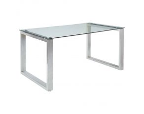 Abraham Rectangular Dining Table with Clear Glass Top in Chrome Finish