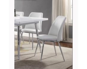 Weizor Set of 2 Armless Sides Chairs in White PU and Chrome