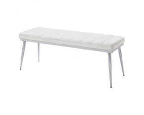 Weizor Armless Bench in White PU and Chrome