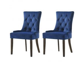 Farren Set of 2 Sides Chairs in Blue and Espresso Finish