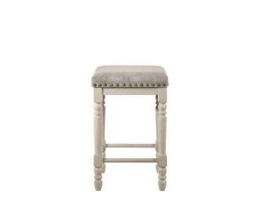 Tasnim Set of 2 Backless Stools in Tan and Antique White Finish