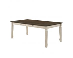 Fedele Rectangular Dining Table in Weathered Oak and Cream Finish