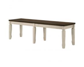 Fedele Dining Bench in Weathered Oak and Cream Finish