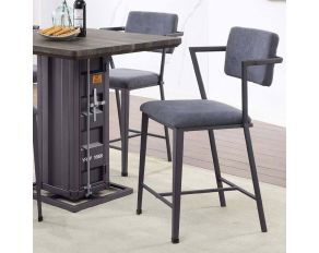 Cargo Set of 2 Counter Height Chairs in Gray and Gunmetal