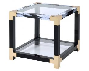 Lafty End Table in Black and White Brushed Finish