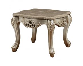 Ranita End Table with Marble Top in Champagne