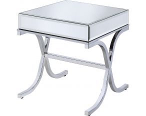 Yuri End Table in Mirrored Top and Chrome