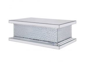 Nysa Rectangular Coffee Table with Faux Crystals in Mirrored Finish