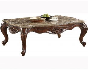 Jardena Rectangular Coffee Table with Marble Top in Cherry Oak