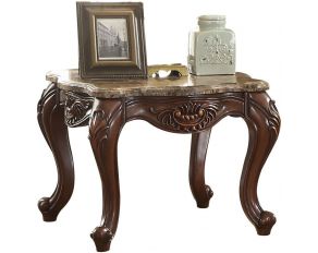 Jardena Square End Table with Marble Top in Cherry Oak