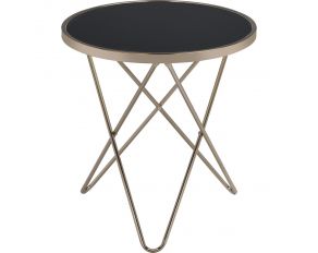 Valora End Table in Champagne and Black Glass