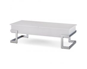 Calnan Coffee Table with Lift Top in White and Chrome