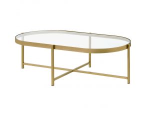 Charrot Coffee Table with Clear Glass Top in Gold Finish